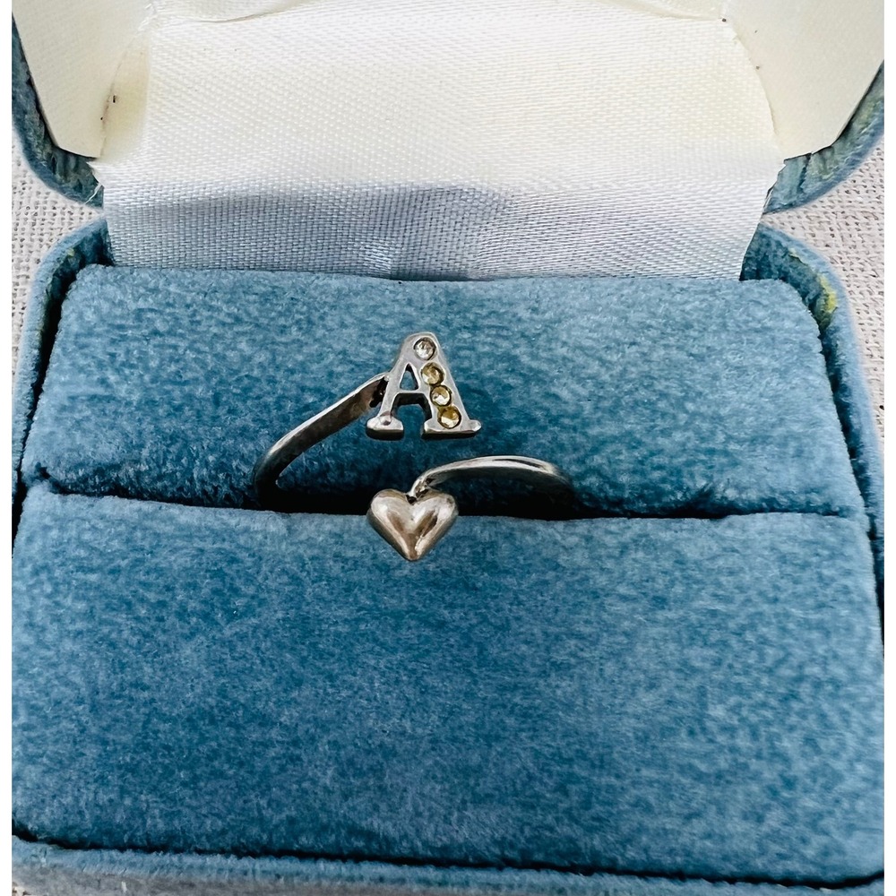 Avon Sterling Silver Initial A Heart Bypass Ring 925 Size 7